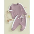 thumbnail image 5 of Lamuusaa Baby Girls 2Pcs Outfit,Long Sleeve Crew Neck Sweatshirt with Elastic Waist Sweatpants Fall, 5 of 9