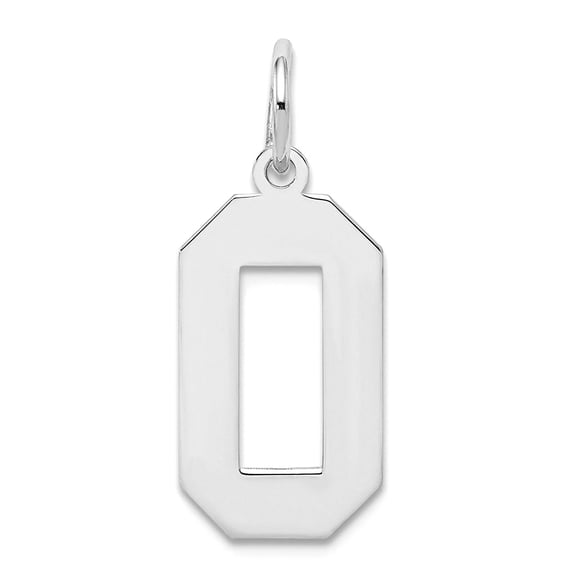 925 Sterling Silver Solid Medium Polished Sport game Number 0 Charm 21x8mm Wide Pendant Necklace for Women