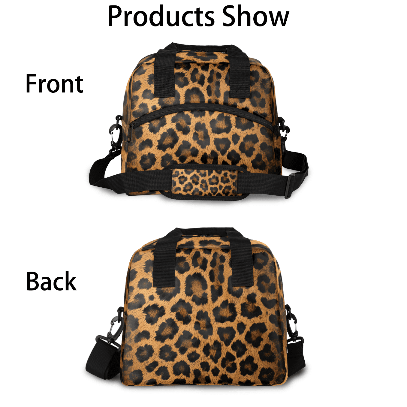 Herdesigns Leopard Print Insulated Lunch Bag for Women Men Adults Large Reusable Lunch Box Wild Safari Skin Pattern Leakproof Cooler Tote Bags with Adjustable Shoulder Strap