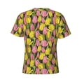 thumbnail image 6 of Vsdgher Tulips Flowers Print Men's Dry Fit Mesh Athletic Shirts Moisture Wicking Tennis T-Shirt Tops, 6 of 9