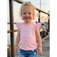 thumbnail image 3 of BemeyourBBs Toddler Baby Girl Big Sister T Shirt Outfit Kids Girl Summer Pink T-Shirt Casual Letter Patch Embroidered Crew Neck Flying Sleeve Pullover Tee Shirt Tops, 3 of 8