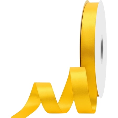 5/8 inch Wide 100 Yards Double Face Yellow Satin Ribbon Yellow Fabric Ribbon for Gift Wrapping Very Suitable for Weddings Decoration Bouquet Balloons Arts Craft Sewing Hair Bow Invitation