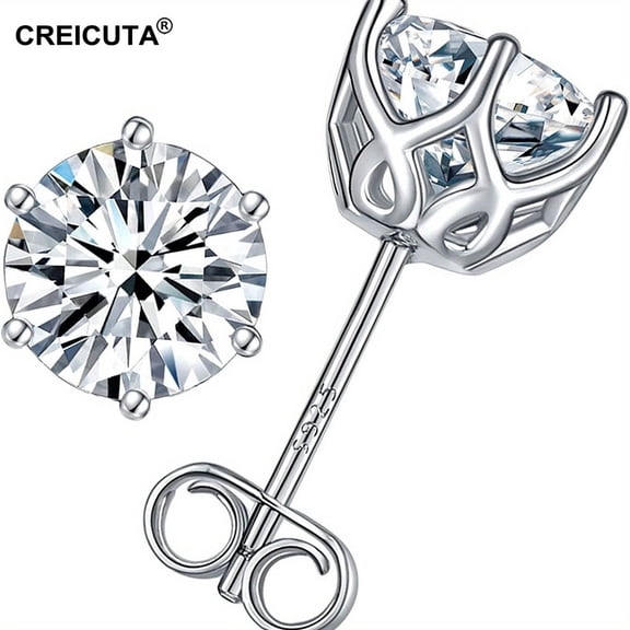 2ct 5A Zircon Stud Earrings in Silver – Unisex Sparkling Jewelry Gift for Birthday, Anniversary, Valentine's Day