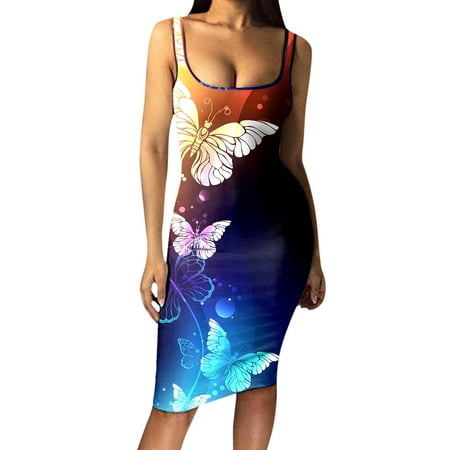 

Pianpianzi Corset Dresses Hot Maxi Dress Long Dresses for Tall Women Women Fashion Casual Printed Slim Fit Hip Work Skirt Sleeveless Vest Dress