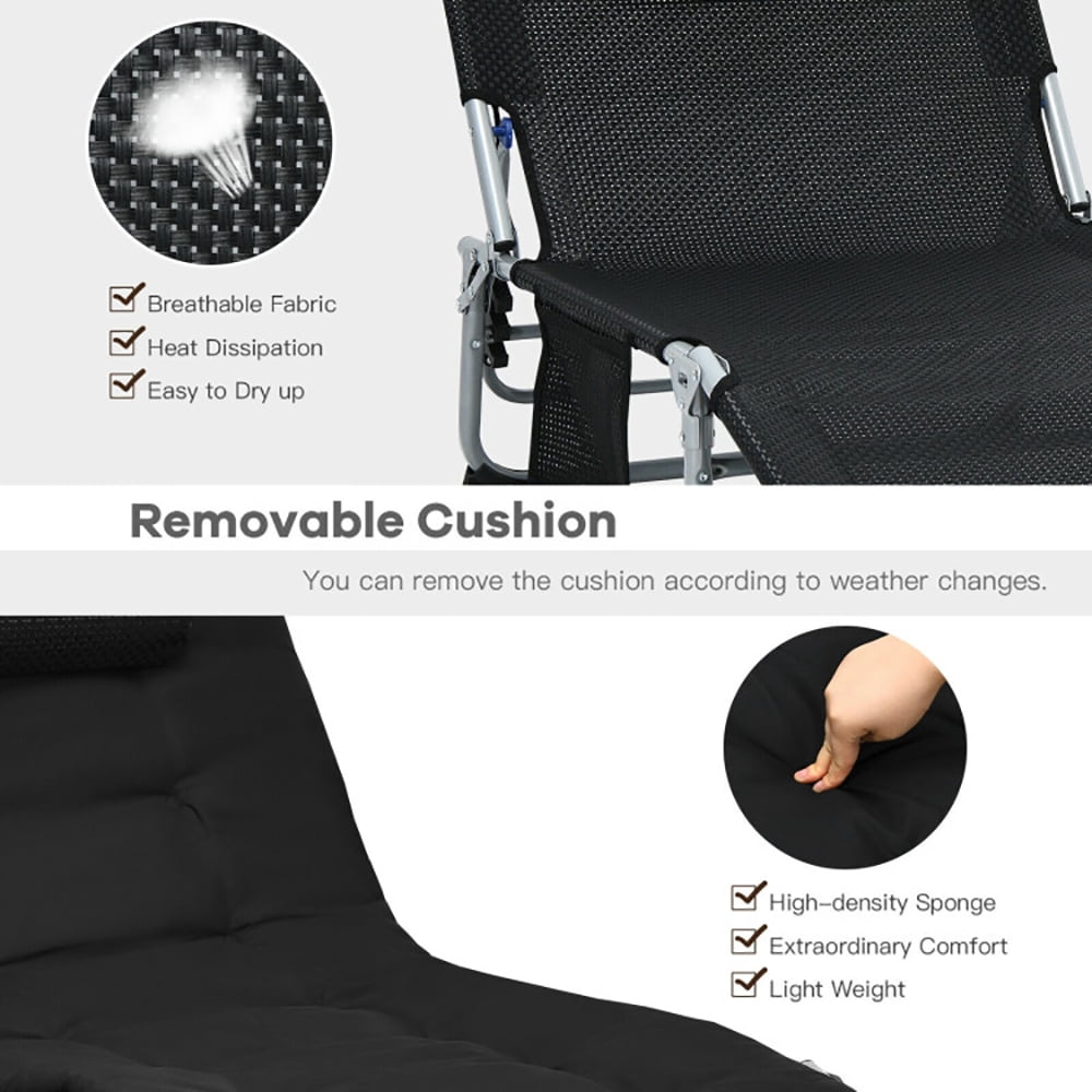 Aimee Lii 4-Fold Oversize Padded Folding Lounge Chair with Removable Soft Mattress, Patio Loungers, Black Aimee Lii 4-Fold Oversize Padded Folding Lounge Chair with Removable Soft Mattress, Patio Loungers, Black