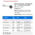 thumbnail image 2 of Window Crank Handle - Compatible with 1981 - 1993 Dodge B150 Base RWD 1982 1983 1984 1985 1986 1987 1988 1989 1990 1991 1992, 2 of 2
