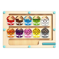 KOYPTL Ten-color Rolling Ball Game for Toddlers Preschool The Older Autistic Ages 4 ,Wooden Board Number Color Matching Game Toy for Learning Sensory Puzzle Maze Game Gift for Christmas Birthday