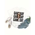 thumbnail image 2 of Game Day Football Print Crew Neck T-Shirt, Casual Polyester Knit Fabric Top, with Alphabet Pattern, Regular Length for All Seasons, 2 of 7