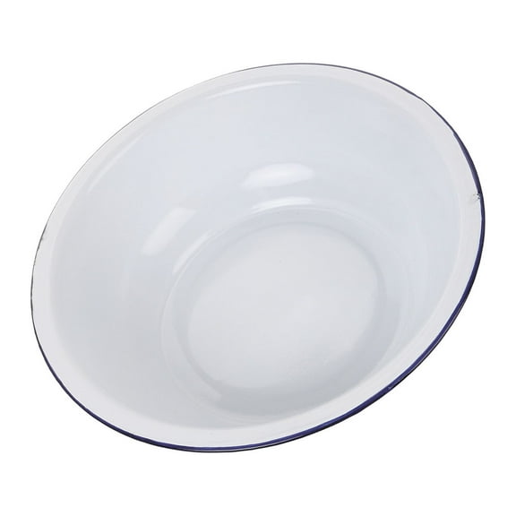 RENACLIPY Large White Enamel Basin Vintage Style Mixing Bowl for Kitchen Washing, Serving, and Food Preparation