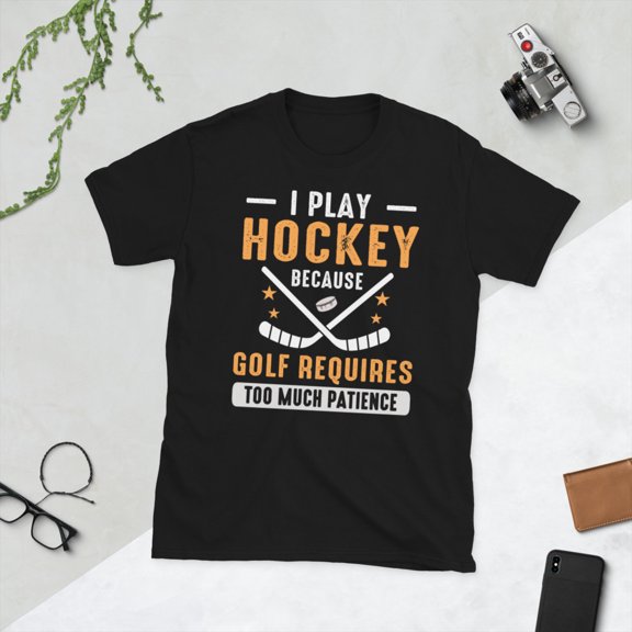 I Play Ice Hockey Expert Player Hockey Sports Lover Short-Sleeve Unisex T-Shirt (Black, S)
