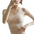 thumbnail image 2 of Lilgiuy Sports Bra Elasticity Push Up Yoga Fitness Sports Bustier Without Underwire，Beige，8, 2 of 3