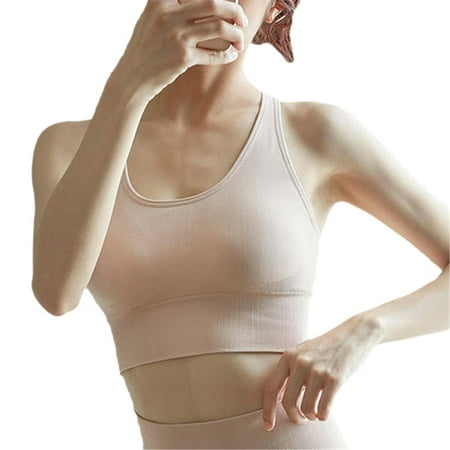 Plus Size Bras for Women Full Coverage Sports Bra Elasticity Push Up Yoga Bralettes Sports Bustier Without Underwire V-Neck Padded Bra Hook and Eye Closure Nursing Bra Style Y-40   Beige XL