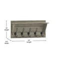 thumbnail image 5 of Merrick Lane Weathered Pine Wood 24 Inch Wall Mount Storage Rack with 5 Hooks and Upper Display Shelf, 5 of 11