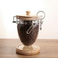thumbnail image 3 of Food Storage Containers with Airtight Lid, Clear ABS Coffee Bean Storage Container with Wood Base, Multifunction Round Storage Container Jar for Coffee Beans Tea Flour Nuts Sugar, 3 of 8