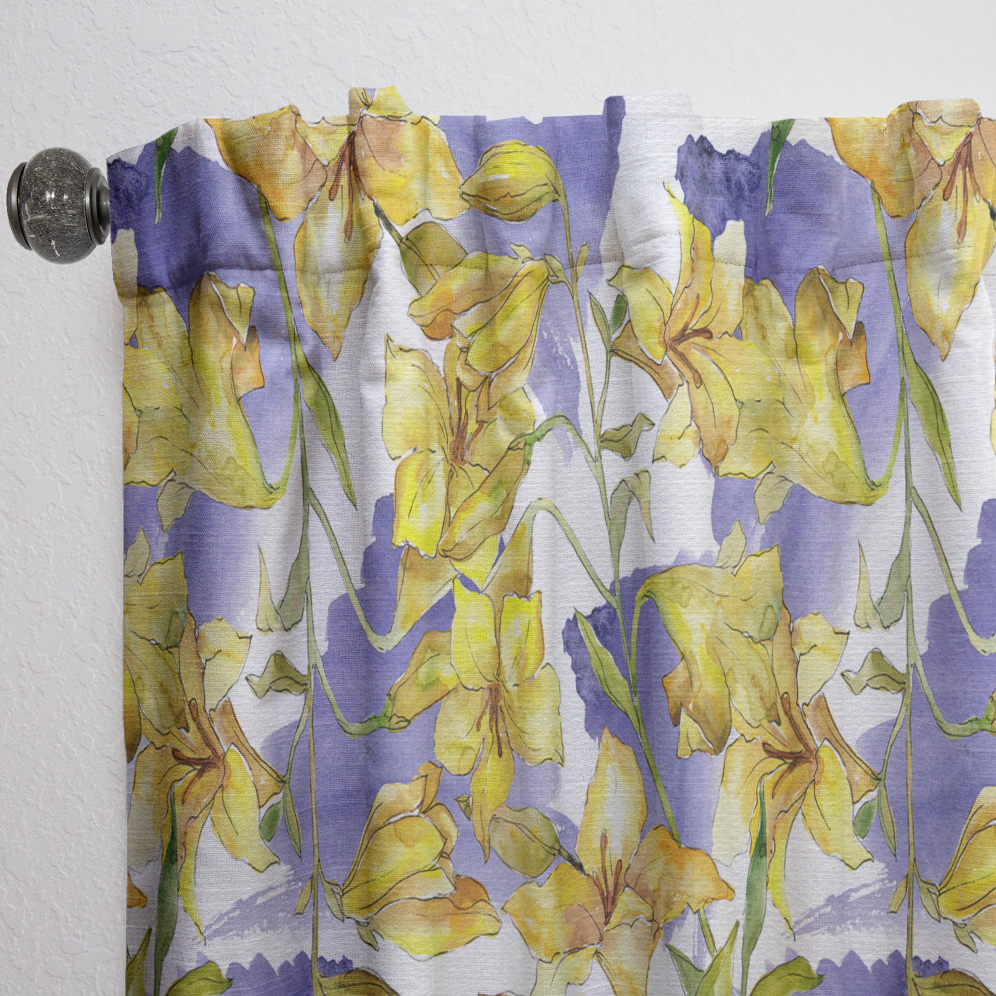 Designart 'Retro Abstract Poppies V' Mid-Century Modern Curtain Panel