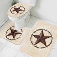 thumbnail image 3 of Texas Star Farmhouse Bath Mat 3 Piece Bathroom Rug Set, Western Country Stars Retro Non Slip Bath Rug Contour Mat and Toilet Lid Cover, Absorbent Shower Mats Soft Bath Rugs and Mats Sets, 3 of 8