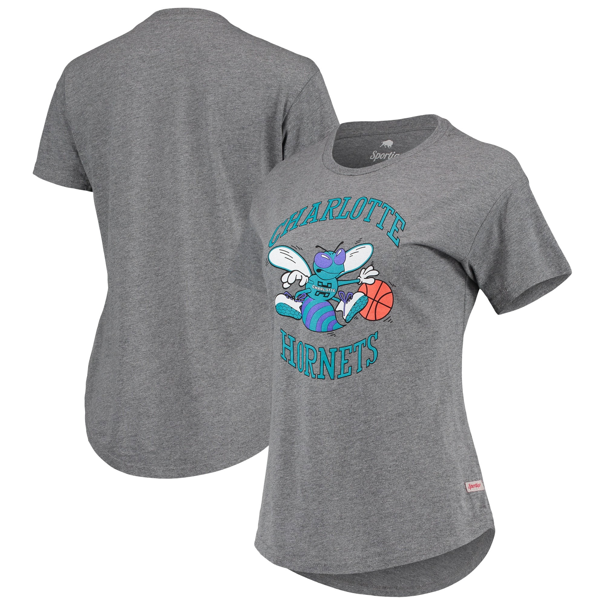 Women's Sportiqe Heathered Gray Charlotte Hornets Tri-Blend Phoebe T-Shirt