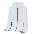 thumbnail image 2 of Rigardu jackets for men mens jacket Male Spring And Summer Sunscreen Ice Silk Thin Long Sleeved Zipper Hooded Solid Color Jacket White+XXL, 2 of 6