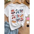 thumbnail image 1 of 4th of July Patriotic Girls' Summer Shirt - Loose Fit Cute Top with Stars, Balloons & Uncle Sam Hat Print, Breathable Knit Short Sleeve Tee for Holiday, Independence Outfits for Girls, 1 of 6