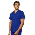 thumbnail image 2 of Adar Universal Unisex Scrub Set - Unisex V-Neck Scrub Top & Tapered Drawstring Scrub Pants - 907 - Royal Blue - S, 2 of 7