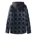 thumbnail image 4 of USNSM Mens Winter Jacket Plaid Fleece Lined Zip Up Hoodie Long Sleeve Flannel Jackets Zipper Hooded Thermal Sherpa Coat Blue XL, 4 of 9