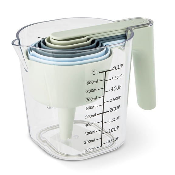 Elements by Thyme & Table 9-Piece Liquid Measuring Cup & Spoon Set - Multicolored