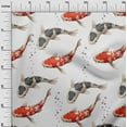 thumbnail image 2 of oneOone Viscose Jersey White Fabric Bubbles & Koi Fish Ocean Quilting Supplies Print Sewing Fabric By The Yard 60 Inch Wide, 2 of 5