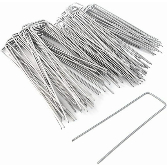 LZYMSZ 200 Pcs 6 Inches Galvanized Garden Landscape Sod Staples/Stakes, U-Shaped Garden Pegs for Securing Weed Barrier Fabric, Fence, Hoses, Lawn Drippers