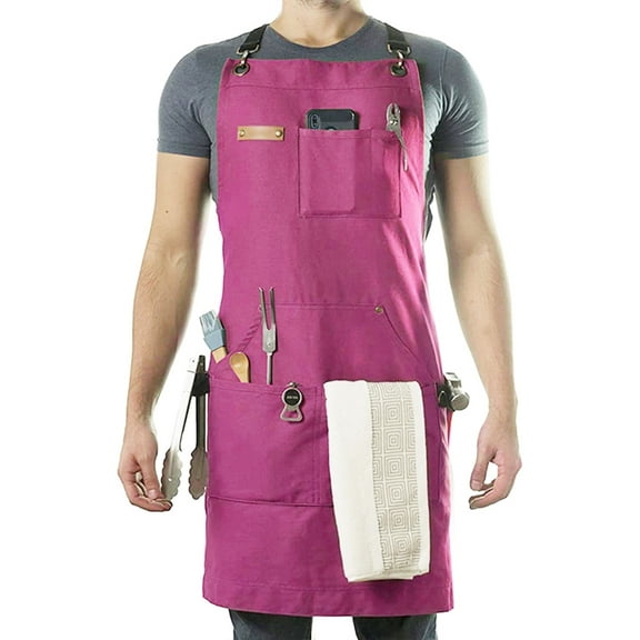lanema Stenffy Professional Work Apron, Heavy Duty Canvas, Adjustable Cross Back