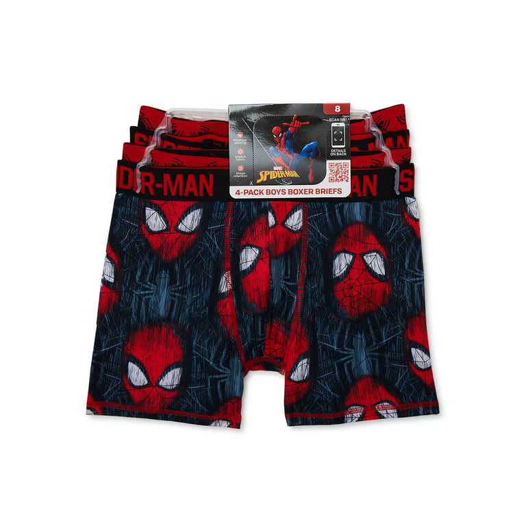 SPIDERMAN Youth Boy's All Over Print 4 Pack Boxer Briefs, XS-XL