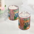 thumbnail image 2 of Yayeee 2 Pack Qtip Holder Bathroom Cotton Swab Canister with Lid Clear Dispenser Set, Pink Seaside Boat, 2 of 6
