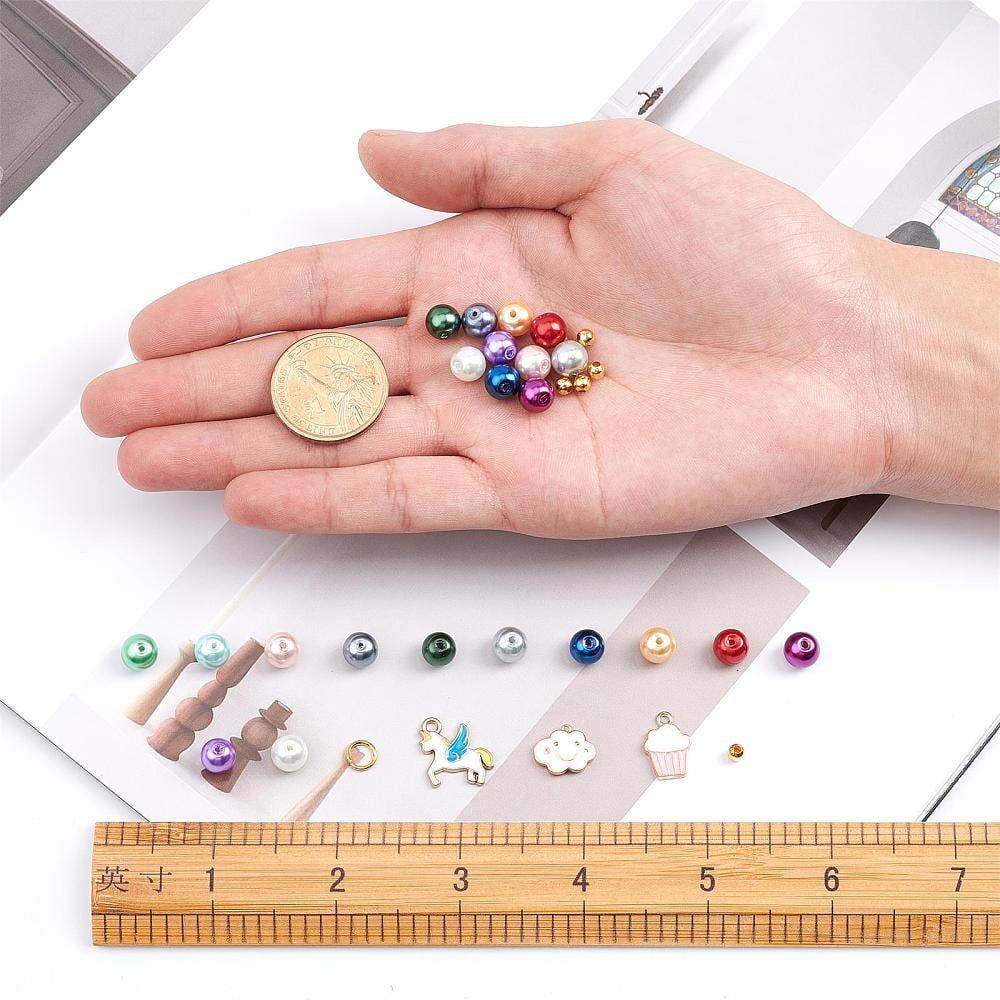 DIY Unicorn Bracelet Making Kits 360pcs 12 Colors Glass Pearl Beads & Unicorn Cake Cloud Charms Pendants & 400pcs Spacer Beads & 100pcs Jump Rings