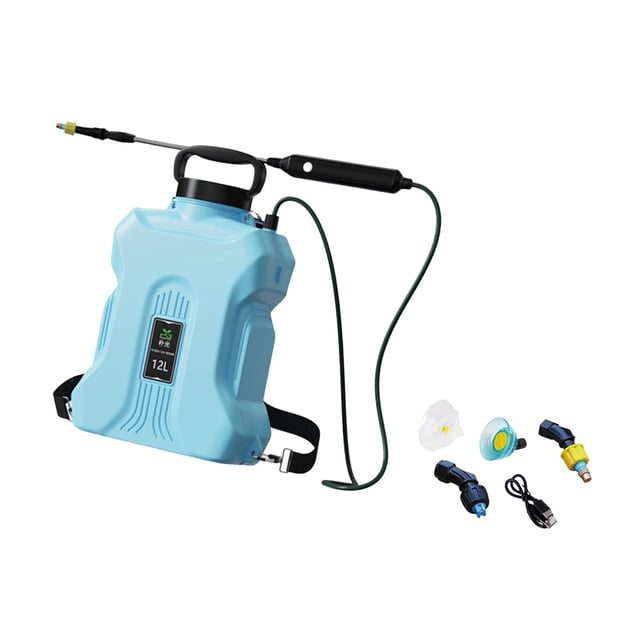 Pulverizador eléctrico de 12 l con correas de mochila profesionales, accesorios portátiles multiusos, pulverizador de jardín para riego de huertos. Azul
