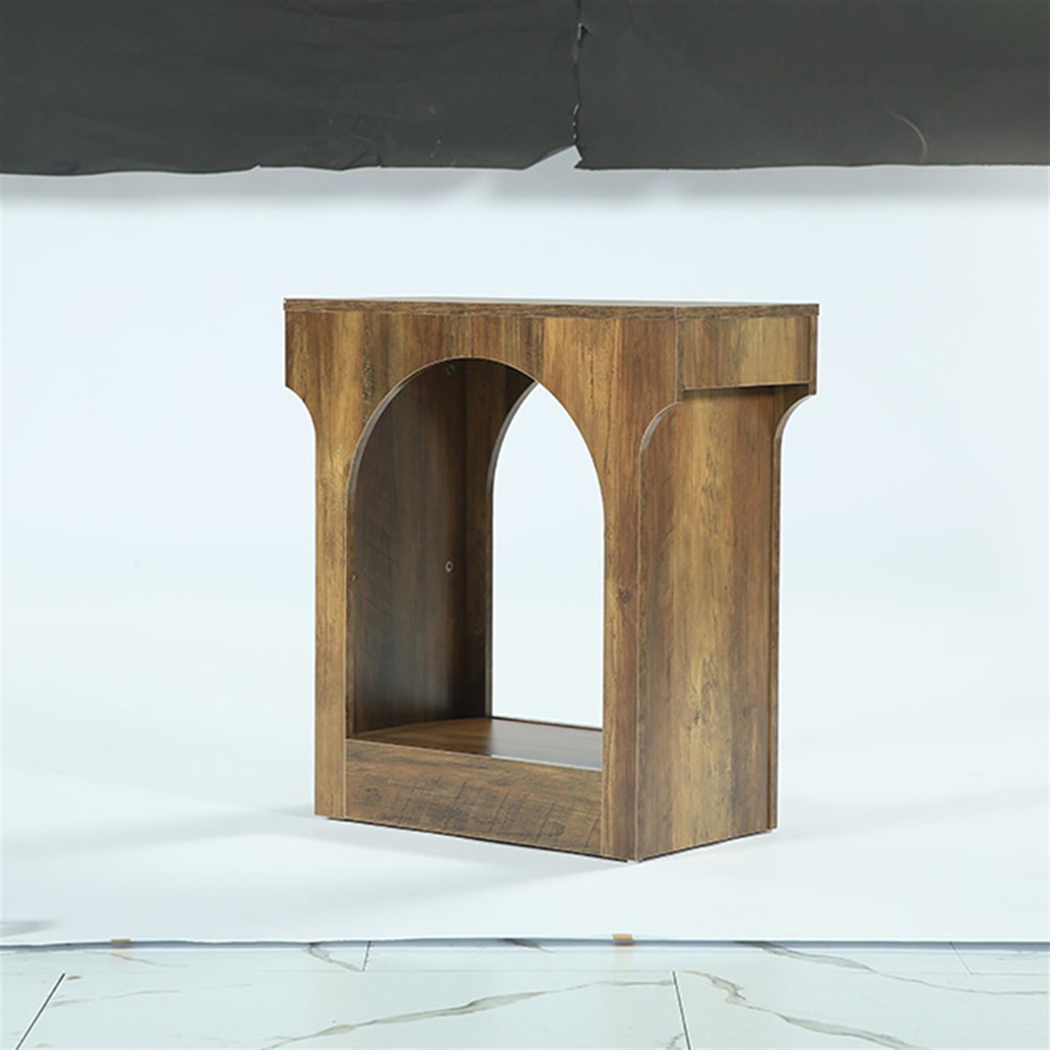 Demi Bonn 25.6" Narrow End Table, Sofa Side Table with Storage Shelf for Hallway, Bedroom, Living Room, Brown