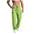 thumbnail image 3 of Men's Casual Trousers Men Straight Leg Multiple Pockets Pants for Daily Wear Green,S, 3 of 7