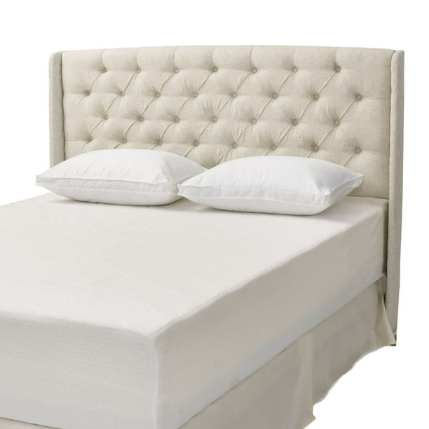 In a tufted headboard, the padding of the headboard and the fabric that covers it are tied back in a pattern that. walmart
