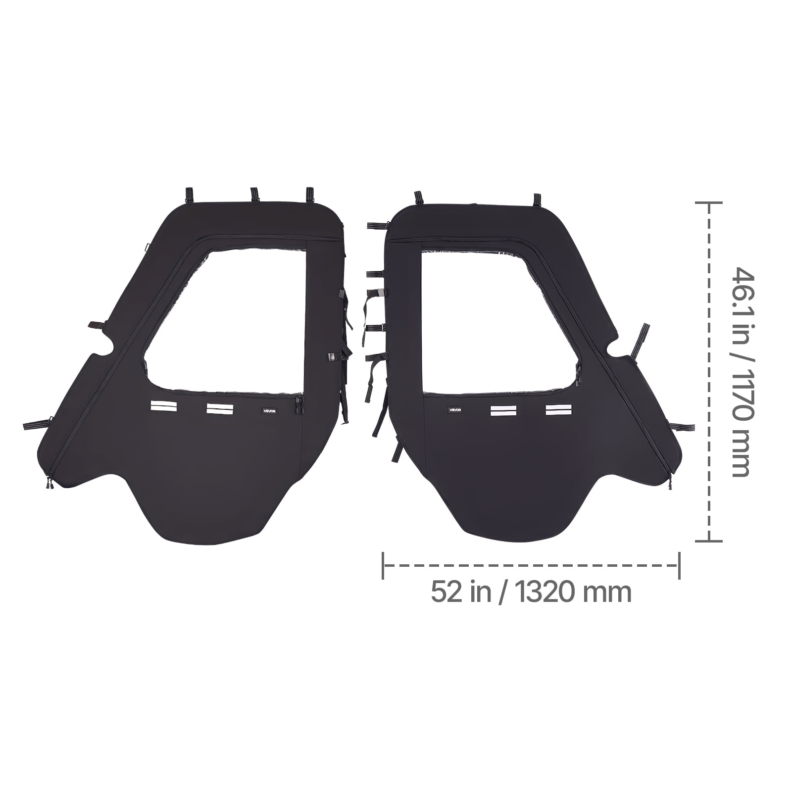 VEVOR Cab Enclosure Upper Doors, Compatible with Hisun 500 700/Axis 500 700, Soft Upper Doors, Windproof & Waterproof Upgraded Zipper UTV Soft Side Window Kit, Work with Side Mirrors and Windshields