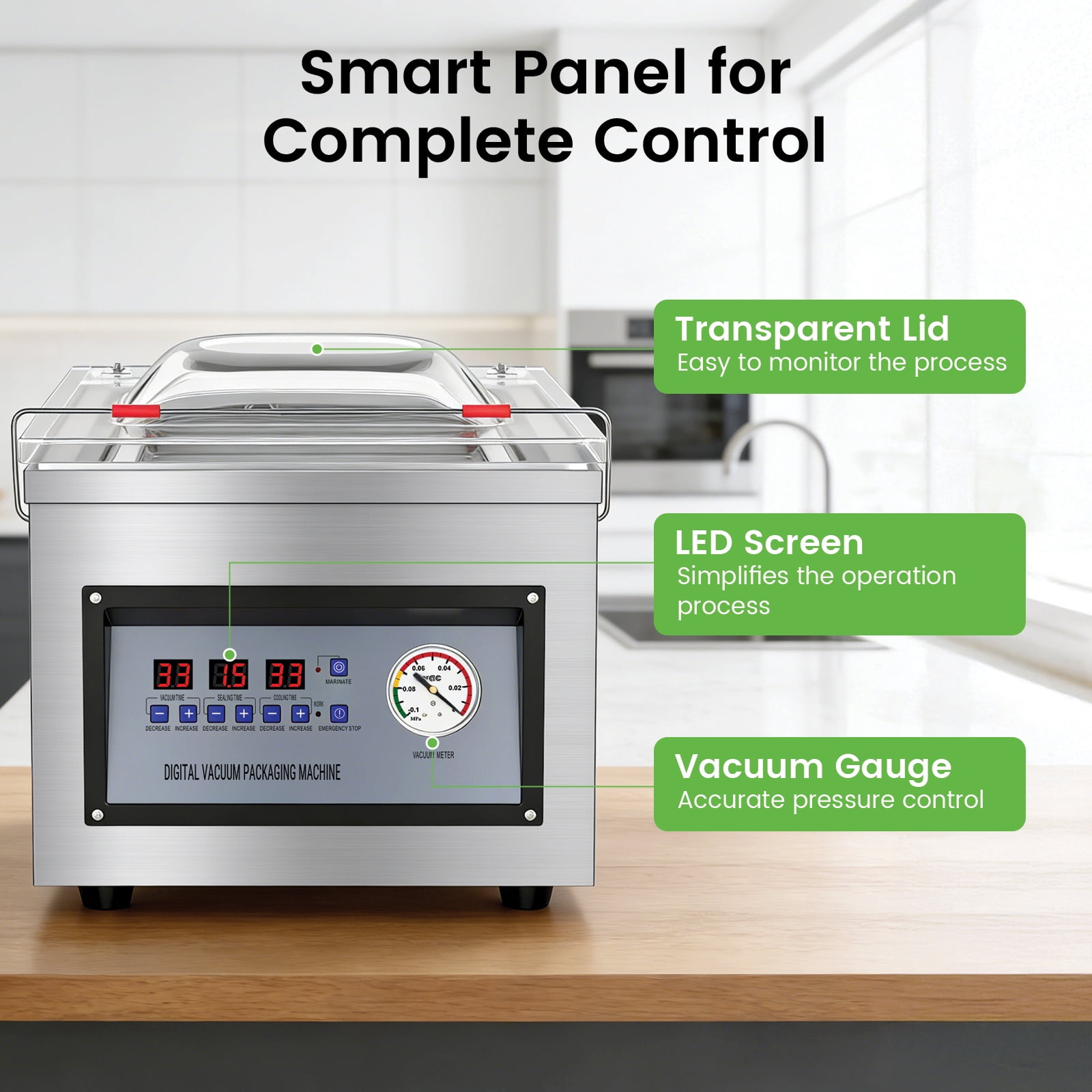 XUTUMM Commercial Vacuum Sealer Machine , Stainless Steel Vacuum Packaging Machine with Marinate Mode for Food, Tea, Electronics, Medicine, Restaurant and Home Use