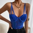 thumbnail image 4 of Lovskoo Women Cute Sleepwear Bodysuit Mesh Teddy Sheer Lace Bustier Corset Waist Cincher Overbust One Piece Babydoll Blue, 4 of 5
