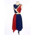 thumbnail image 4 of Lejafay Color Block Praise Dance Dress Sleeveless Asymmetrical Hem Liturgical Dancewear for Women Navy Blue&Red L, 4 of 7