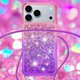 thumbnail image 4 of For iPhone 17 Pro Max Phone Case Gradient Quicksand TPU Back Cover with Long Strap - Pink Sky Blue, 4 of 5