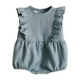 thumbnail image 1 of Ensemble Bébé Manches Courtes 4t Filles Tout-Petits Barboteuses Été Volants Sans Manches Col Rond Tout-Petit Mignon Combinaison Douce en Lin, 1 of 4