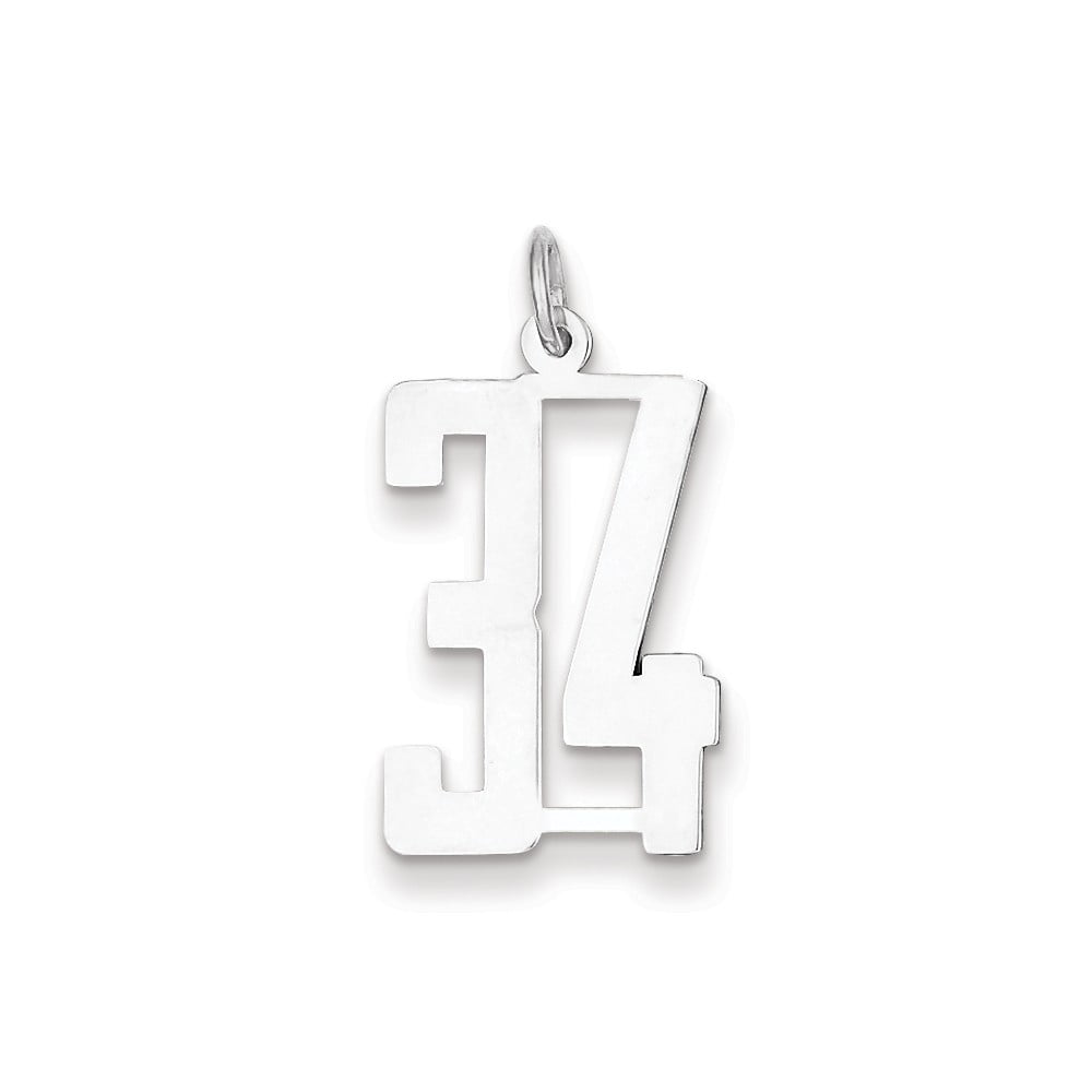 Sterling Silver Small Polished Number 34 Charm Pendant 