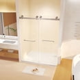 thumbnail image 3 of Frameless Double Sliding Shower Door 44-48 "W x 74" H, 5/16 "(8mm) Tempered Glass, Explosion Proof Film, Stainless Steel Handle, Square Tube Track, Brushed Nickel, 3 of 22