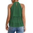 thumbnail image 6 of Women's Layered Ruffle Hem Sleeveless Halter Chiffon Blouse Flowy Tank Tops Green M, 6 of 10