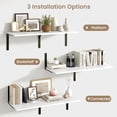 thumbnail image 5 of Floating Shelves for Wall, 12 Inch Deep Floating Shelves Set of 2, Wall Mounted Shelf with Metal , Rustic Wood Wide Shelf for Bathroom, Kitchen and Living Room, White, 36W x 12D, 5 of 6
