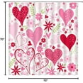 thumbnail image 4 of Valentine''s Day Shower Curtain Red Pink Heart Boho Floral Romantic Sweet Love for Lover Couple Creative Bathroom Decor Fabric Curtain with Hooks, 4 of 4