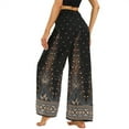 thumbnail image 4 of WXLWZYWL Women Boho Palazzo Pants 2024 High Waist Wide Leg Pant Casual Floral Cotton Comfy Lounge Trouser Pocket, 4 of 4