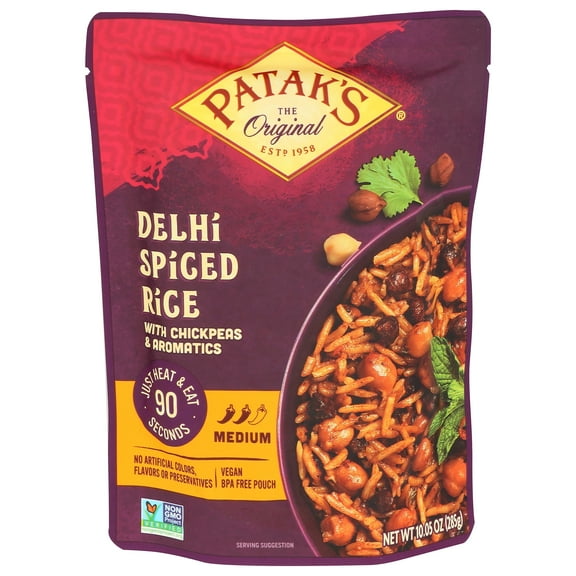 Patak's Delhi Spiced Rice, Ready to Heat and Eat Curry, 10.05 oz, Pack of 6