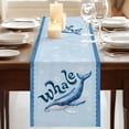 thumbnail image 3 of Table Runners 120 Inches Long Dress Scarves, Navy Blue Whale Farmhouse Coffee/Dining/Kitchen Table Runner for Living Room, Summer Coastal Bubbles Ocean Waves 13x120 Inch, 3 of 9